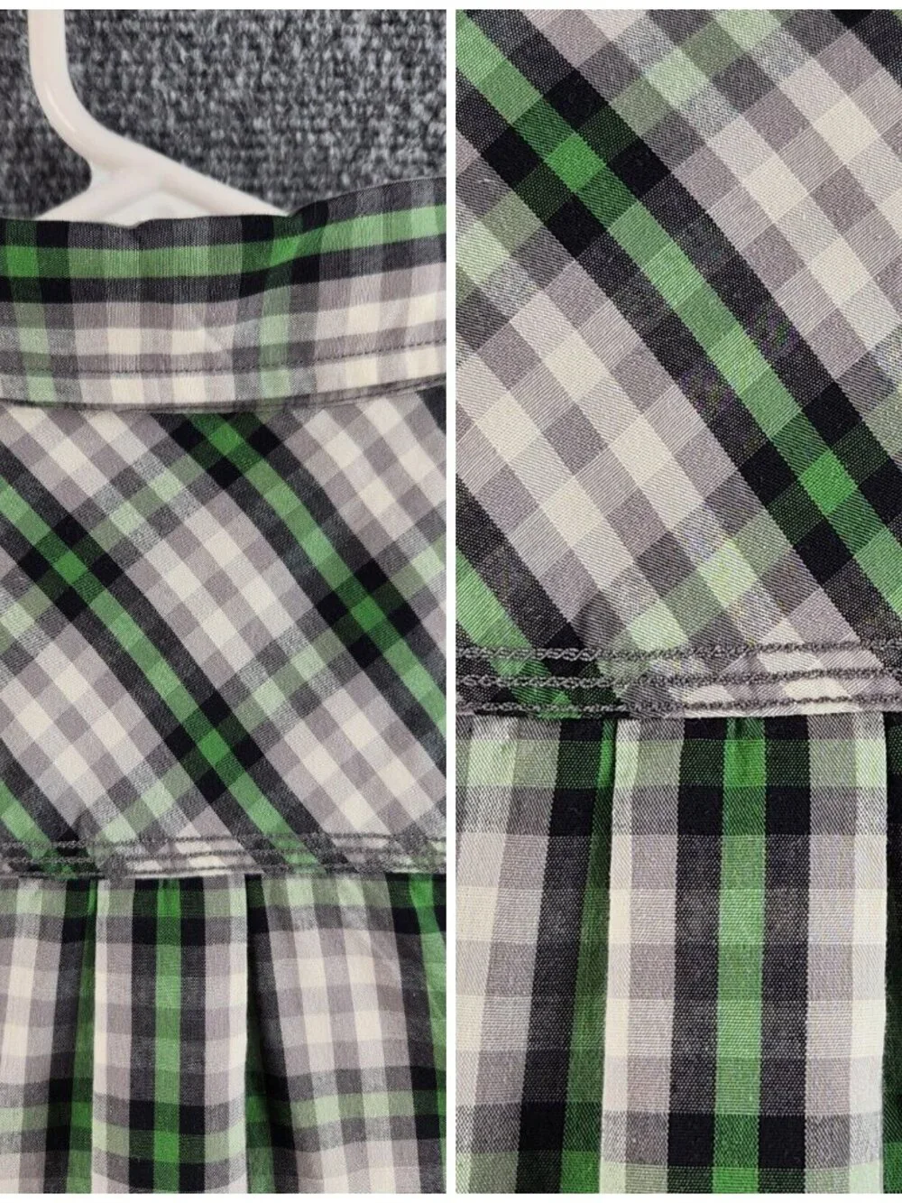 The North Face Western Shirt Men Green Plaid Pearl Snap Hiking Outdoors Medium